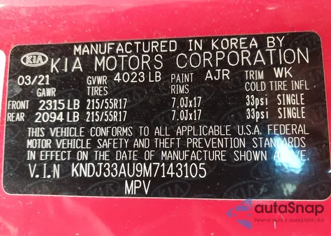 2021 Kia Soul Ex from USA, damaged, VIN KNDJ33AU9M7143105
